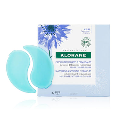 Klorane - Smoothing & Soothing Eye Masks with Cornflower & Plant-Based Hyaluronic Acid - Hydrogel Eye Patches For Puffy, Tired Eyes and Dark Circles - 7 ct.