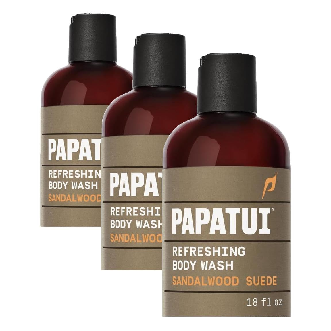 PAPATUI by Dwayne Johnson Refreshing Body Wash for Men | Exfoliating, Hydrating & Made with Coconut Oil | Sandalwood Suede | 18 oz (Pack of 3)