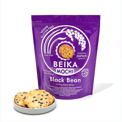 Black Bean Flavor Japanese Rice Mochi Snack | Gluten-Free | Vegan | Made with 100% Japanese Rice and Black Beans (222g)