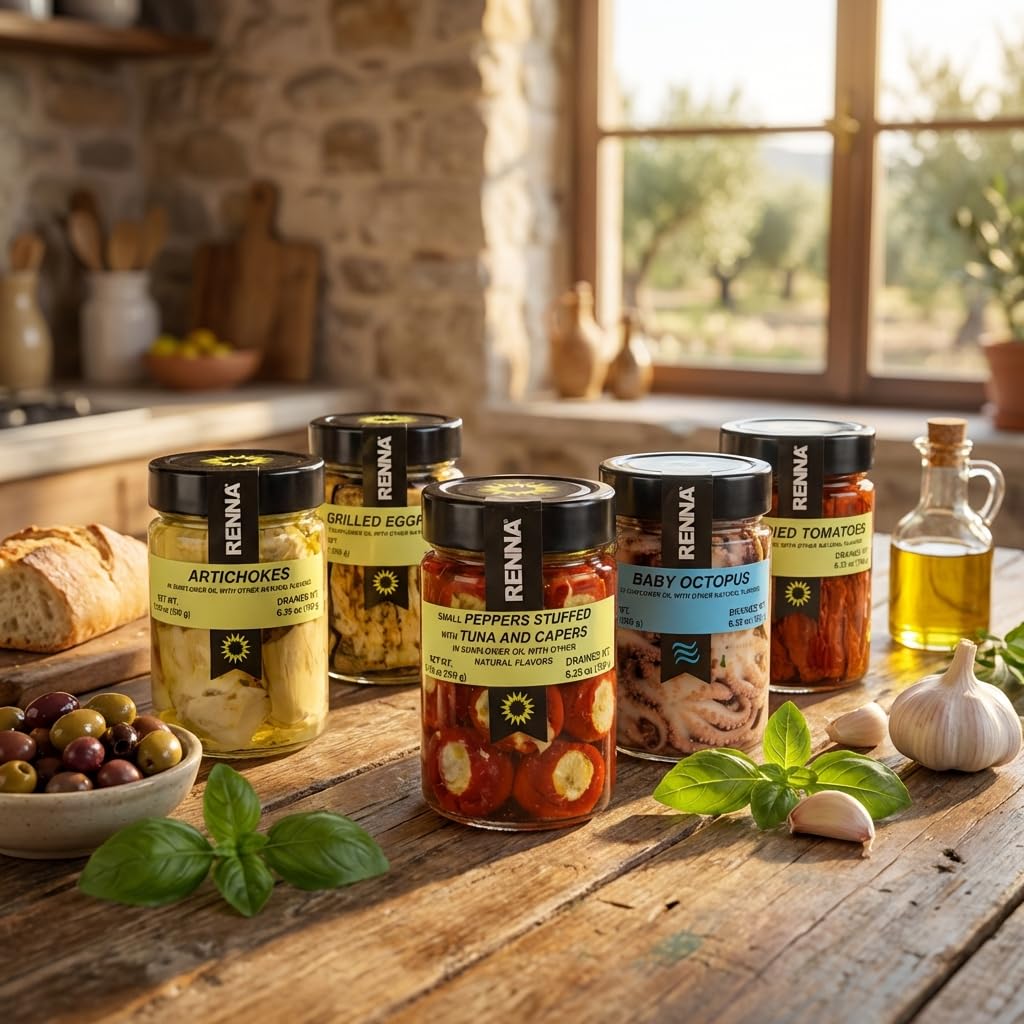 Renna, Artichoke Hearts in oil (10.58 oz), Italian, Whole Artichoke Hearts, A Taste of the Mediterranean Excellence, Renna Delicacies