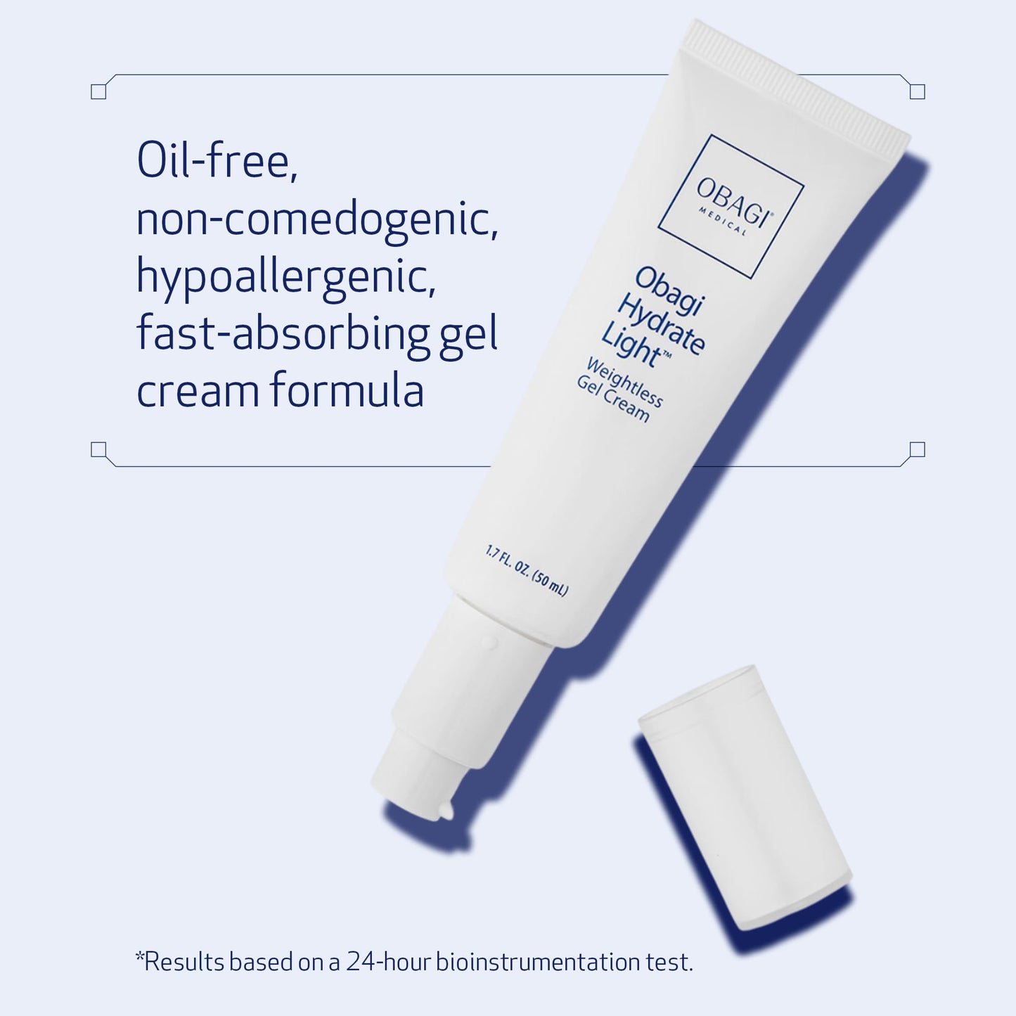 Obagi Hydrate Light Oil-Free Moisturizer – Fast-Absorbing, Lightweight Gel for Acne-Prone Skin – Non-Comedogenic, Hypoallergenic with Soothing Niacinamide, Glycerin & Ceramides for 24-Hour Hydration