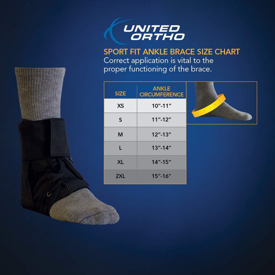 United Ortho US8839 Sport-fit Ankle Brace, 2XL, Black