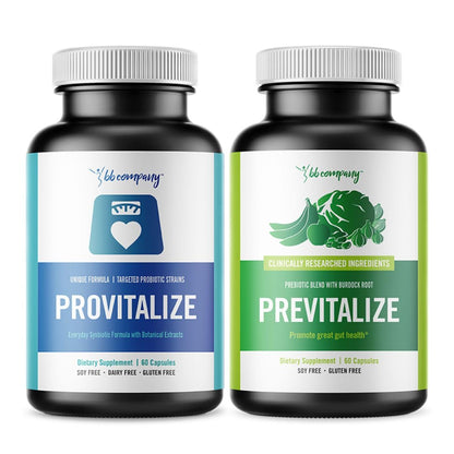 BB Company Slim Gut Bundle | Menopause Prebiotics and Probiotics for Women | Gut Vitamins for Digestive Health | Supports Joint Health & Sexy Midsection | Provitalize & Previtalize | 30 Day Supply