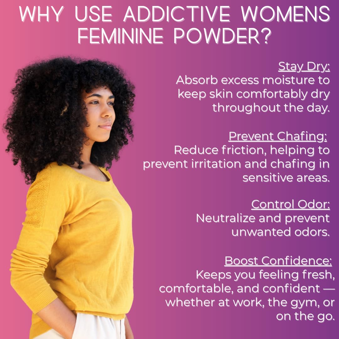 Addictive Womens Feminine Powder | Absorb Sweat | Fight Friction and Chaffing | Prevents Odor | Made from Natural Ingredients | Made in the USA (Blossom)