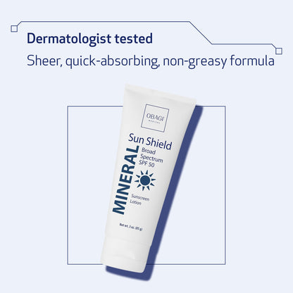 Obagi Sun Shield Hypoallergenic Mineral Sunscreen – Broad Spectrum SPF 50 Protection from the Sun – Sheer, Quick-Absorbing Formula – 3 oz