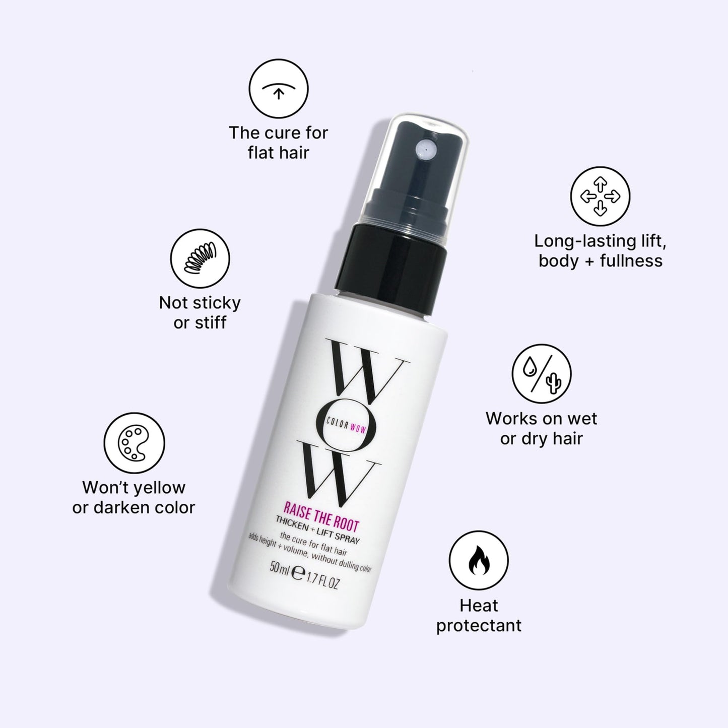 COLOR WOW Raise the Root Thicken + Lift Spray - All-Day Volume for Fine, Flat Hair without dulling color