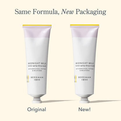 Beekman 1802 Midnight Milk Better Aging Sleep Cream – Overnight Face Moisturizer & Mask – With Bakuchiol, Melatonin & Hyaluronic Acid – Firms & Deeply Hydrates – Good for Sensitive Skin – 2.13 fl oz