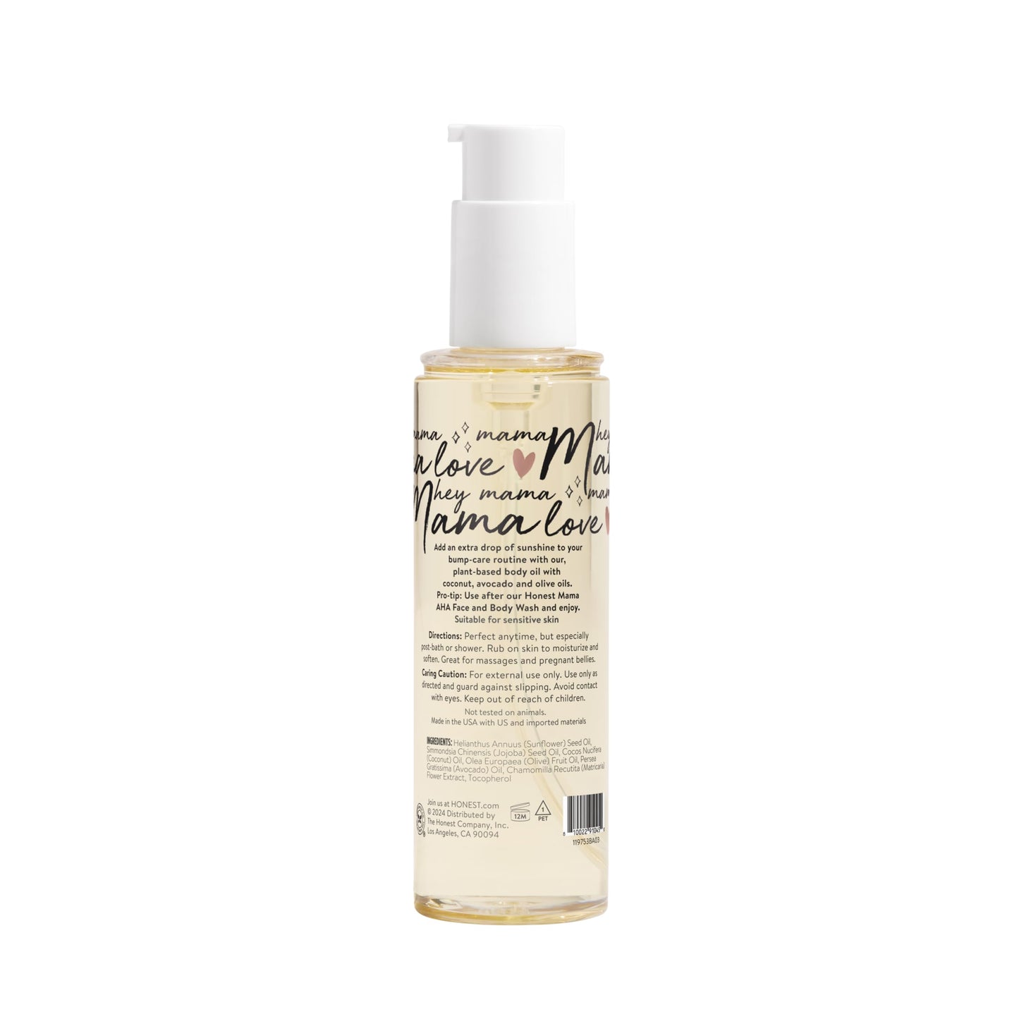 The Honest Company Mama Hydrating and Soothing Glow On Body Belly Oil, Plant Based Hypoallergenic, Fragrance-Free, 4.2 fl oz