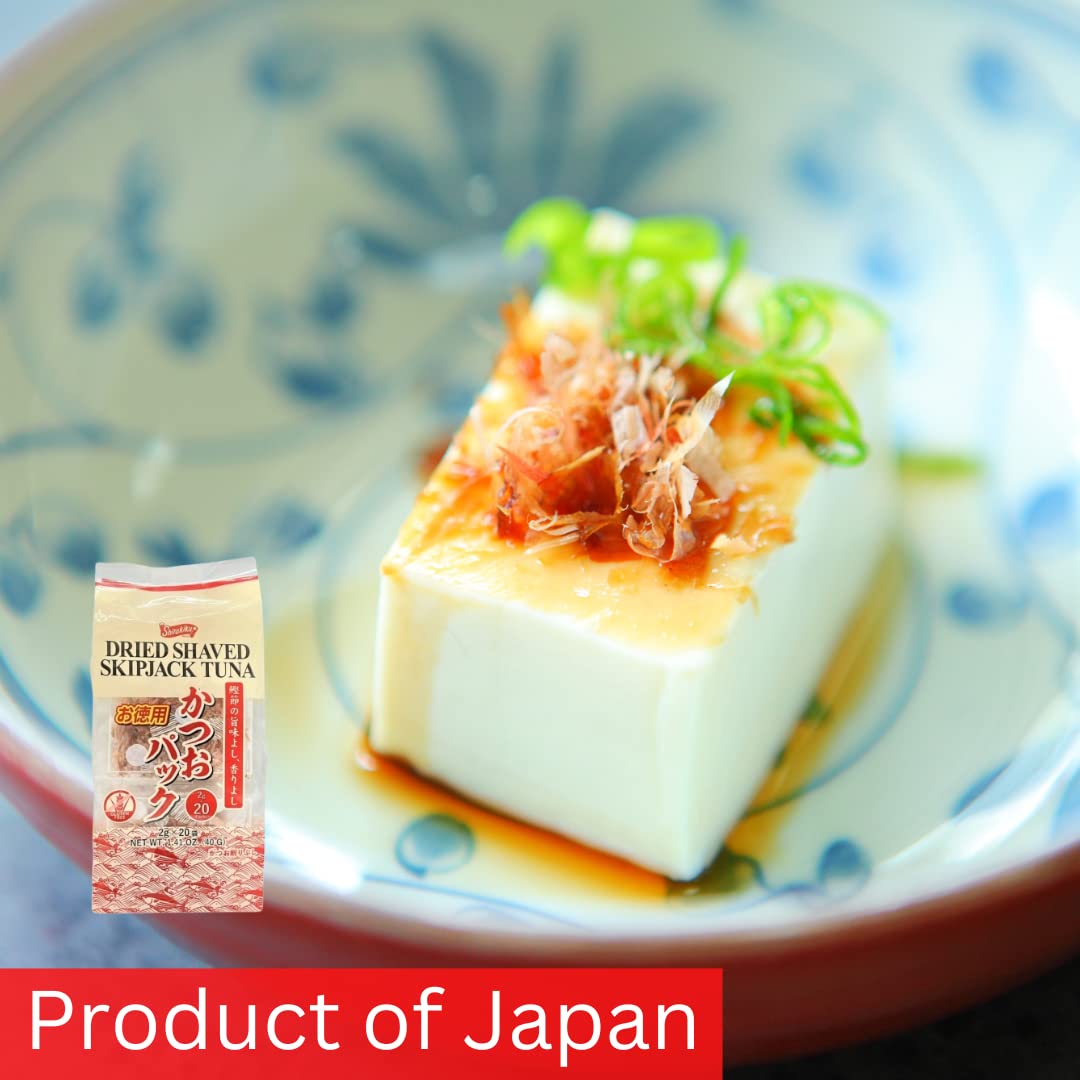 Shirakiku Authentic Dried Shaved Skipjack Tuna Hana Katsuo | Japanese Katsuobushi | Product of Japan (0.71oz / 20g X 20 pack)