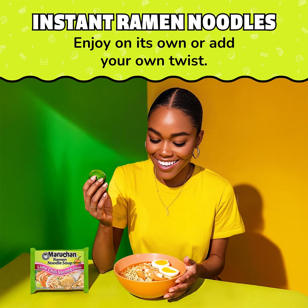 Maruchan Ramen Lime Chili Shrimp Flavor, 3.0 Oz, Pack of 24