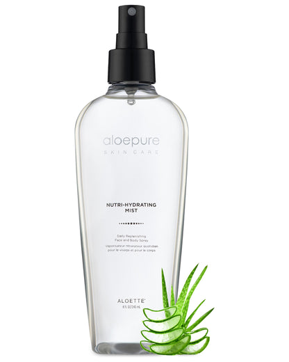 Aloette Nutri-Hydrating Mist After Sun Spray – Aloe Vera Facial & Body Mist with Silk Amino Acids, Vitamins A, E, C & B5 – Hydrating Face, Neck & Skin Spray for a Glowing Complexion – 8oz
