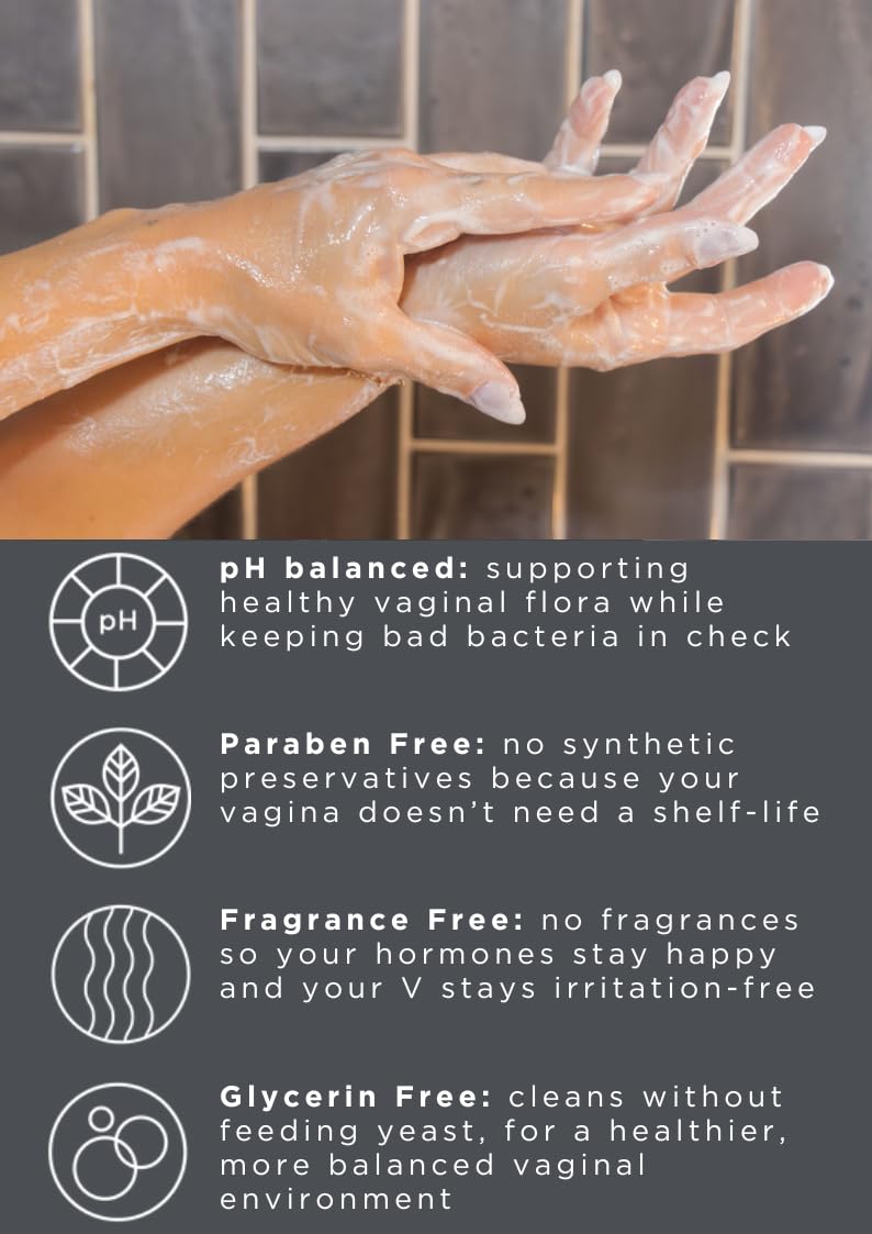 Gentle Feminine Wash for Women, pH Balanced Vulva Cleanser for Sensitive Skin, Plant Based Natural Hygiene, Unscented Vaginal Soap, Paraben and Glycerin Free (4 fl oz)