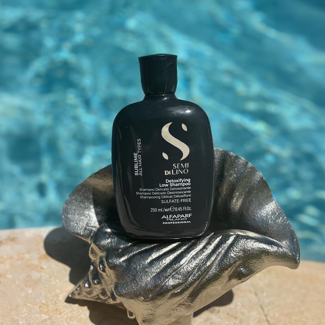 ALFAPARF MILANO Semi di Lino Detox Clarifying Shampoo for Product Build Up, Oil, and Hard Water - Sulfate Free Shampoo - Deep Cleaning Scalp Impurity Remover