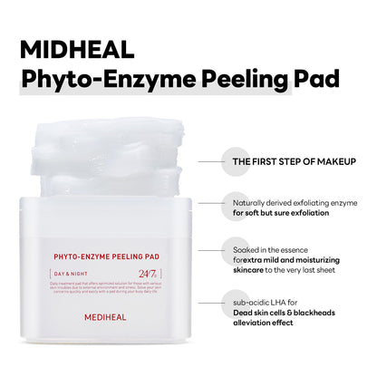 MEDIHEAL Phyto Enzyme Peeling Pad - Vegan Face Resurfacing Gauze Pads with LHA & Papaya Enzym - Pore Tightening Pads to Control Sebum - Exfoliating for Dead Skin Cells, 90 sheets