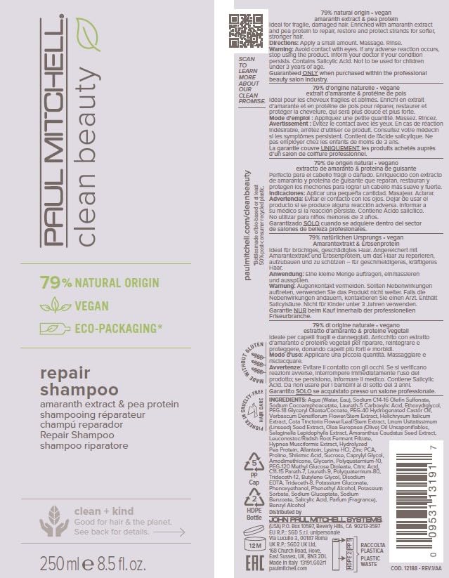 Paul Mitchell Clean Beauty Repair Shampoo, Strengthens and Protects, For Damaged, Brittle Hair