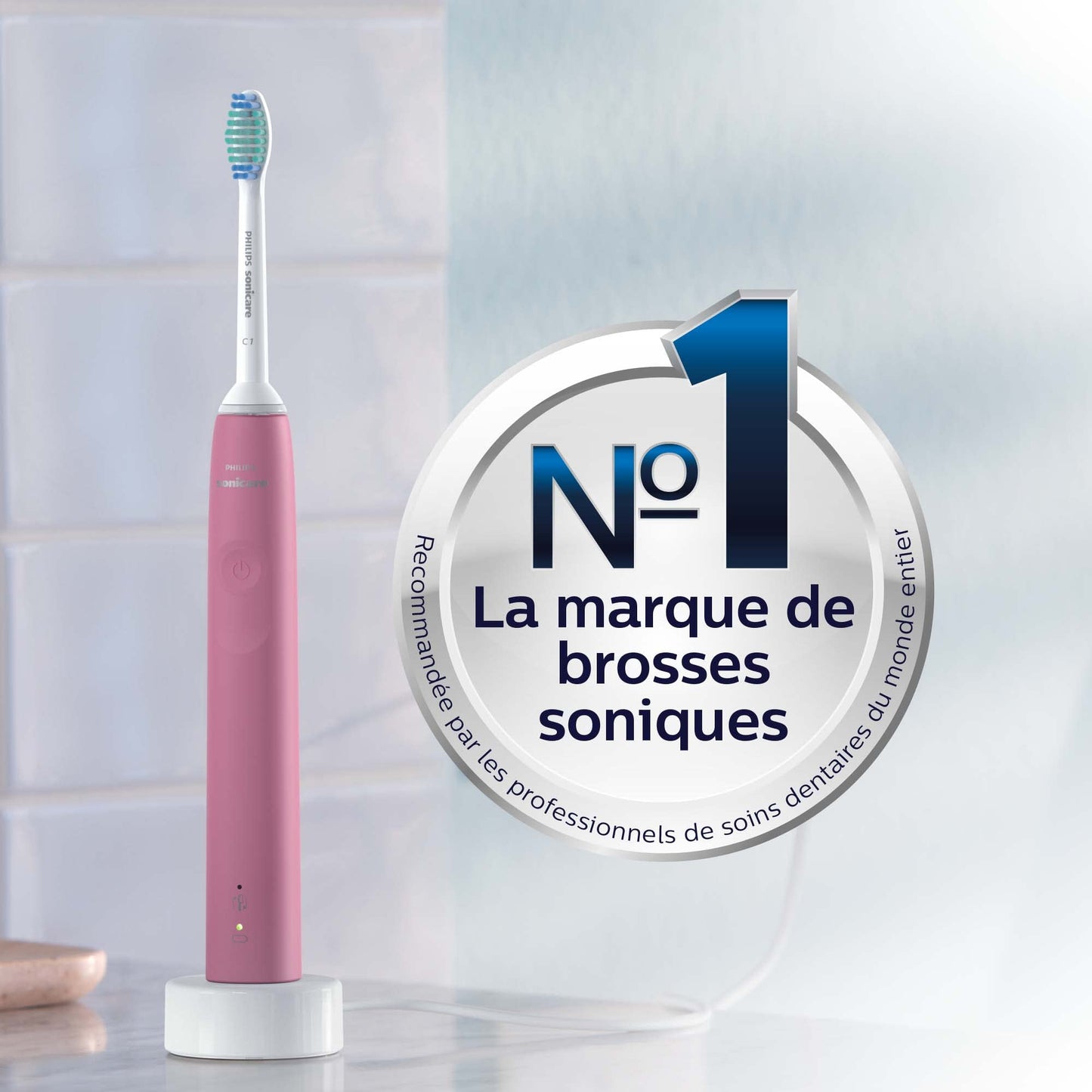Philips Sonicare 3100 Power Toothbrush, Rechargeable Electric Toothbrush with Pressure Sensor, Deep Pink HX3681/06
