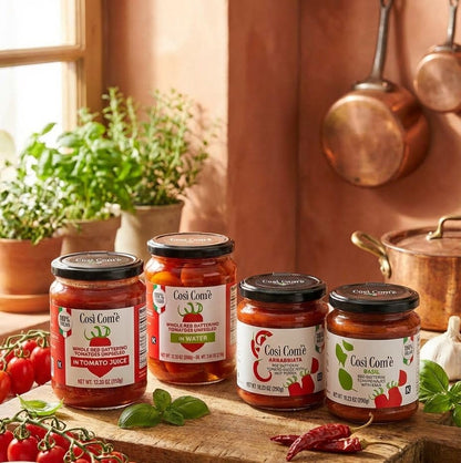 Cosi Come - Red Datterino Tomato sauce with Basil, 10.23 OZ, Non Preservative, Non GMO, Product of Italy
