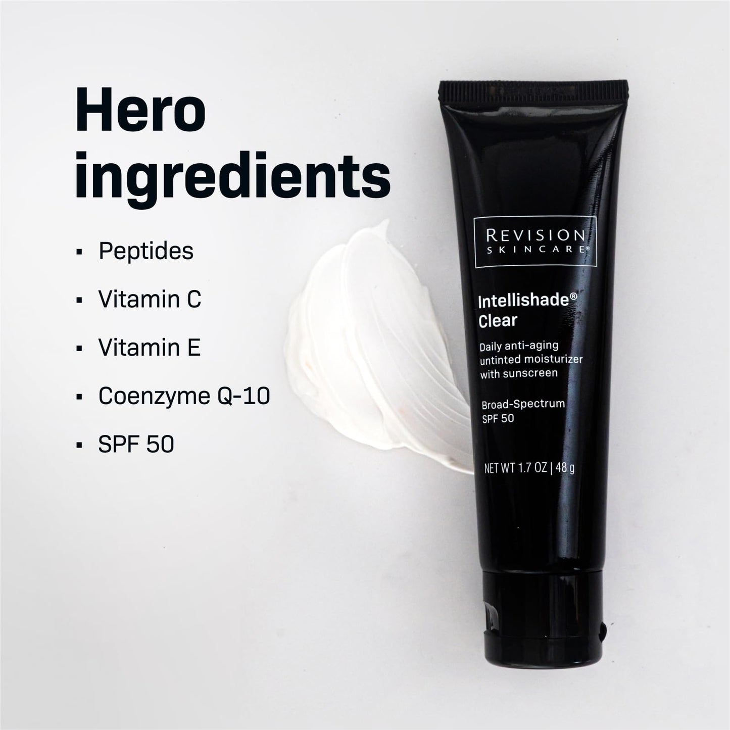 Revision Skincare Intellishade® Clear SPF 50, Anti-Aging Sunscreen for Face, Oil-Free Daily Moisturizer with SPF, Peptides & Vitamin C, Invisible Hydrating Broad-Spectrum Sunscreen, 1.7 oz
