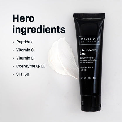 Revision Skincare Intellishade® Clear SPF 50, Anti-Aging Sunscreen for Face, Oil-Free Daily Moisturizer with SPF, Peptides & Vitamin C, Invisible Hydrating Broad-Spectrum Sunscreen, 1.7 oz