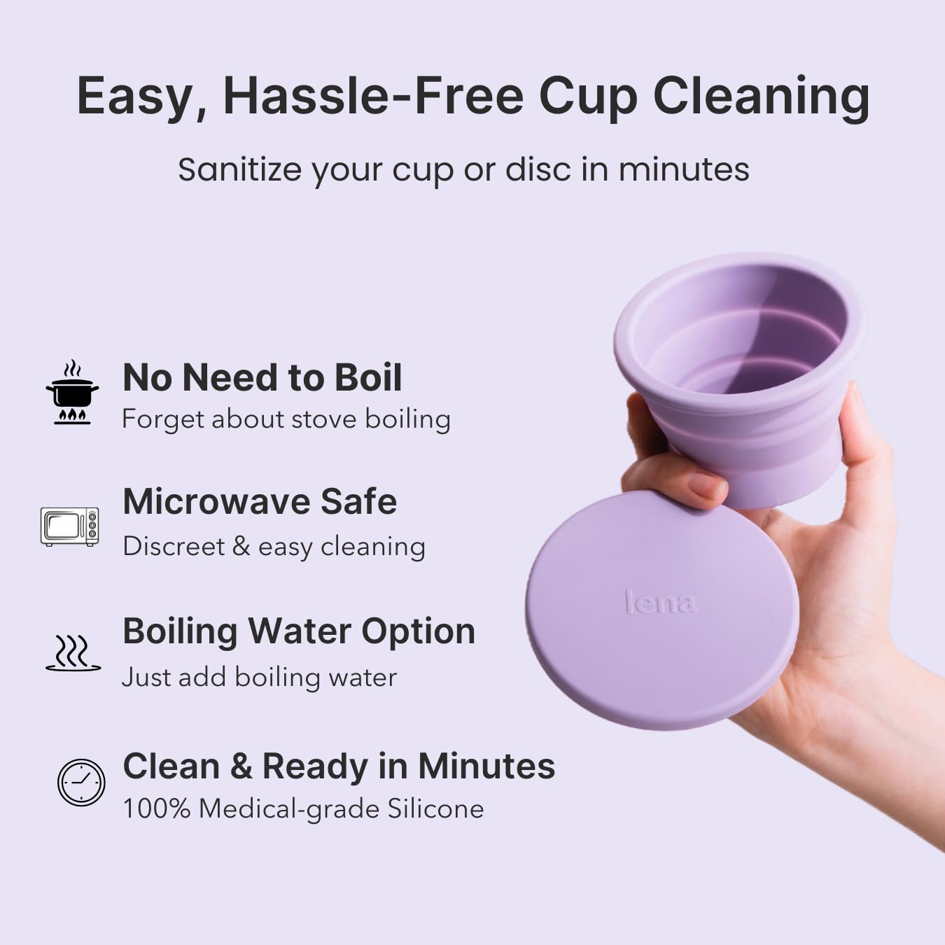 Lena Menstrual Cup Sterilizer Case, Compact, Collapsible Silicone Container for Cleaning Period Cup & Menstrual Disc, Travel, Home and Dorm, Menstrual Cup Cleaner, Feminine Care, Light Blue