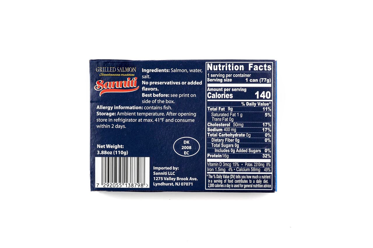 Sanniti Grilled Salmon Imported From Denmark, 3.9 Ounces (pack of 2)