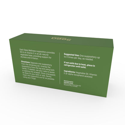 Vitamin E Suppositories - Vaginal Dryness and Iritation Relief - Menopause Support - All Natural Feminine Care - 35 IU - 24 Count