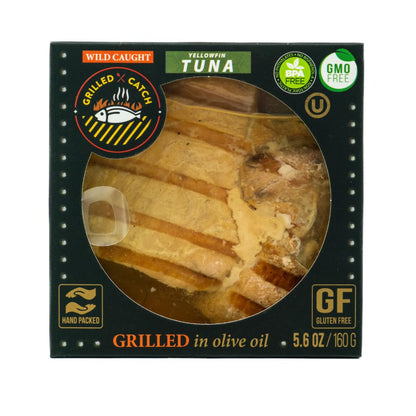 Grilled Catch Canned Fish Variety Pack – Wild Caught Mackerel, Grilled Salmon, Yellowfin Tuna & Herring in Olive Oil, Kosher, Gluten Free, High Protein