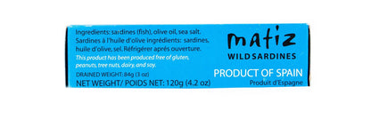 Matiz Sardines in Olive Oil, 4.2 Ounce Can (Pack of 5) Spanish Gourmet Wild Caught Natural Fish for Tapas, Snacks, or Meals, Protein Rich, Sealed Freshness