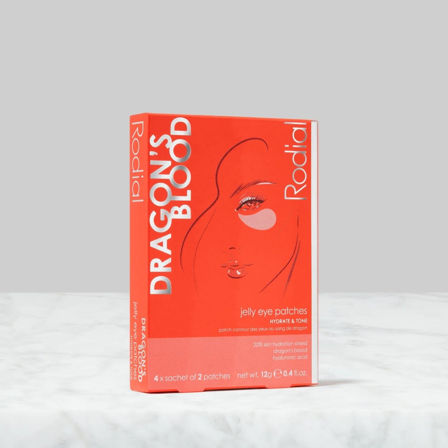 Rodial Dragon’s Blood Jelly Eye Patches (4 Sachets), Hydrating Under-Eye Patches for Firmness & Elasticity, with Hyaluronic Acid & Dragon’s Blood, Makeup Prep