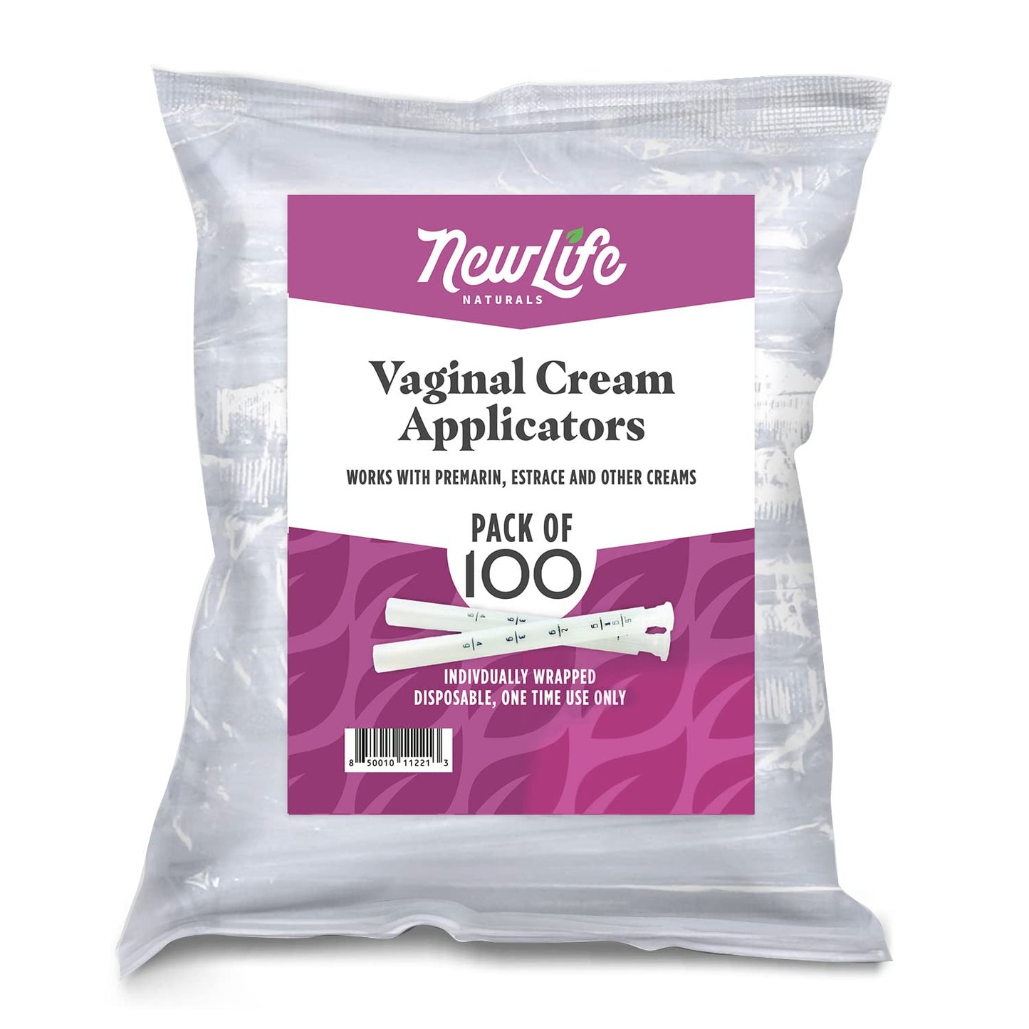 Disposable Plastic Vaginal Applicator Pack: Hygienic Threaded Injector to Fit Preseed Lubricant, Estrace, Personal Lube and OTC Gel or Cream Products - With Dosage Markings - 100 Pack