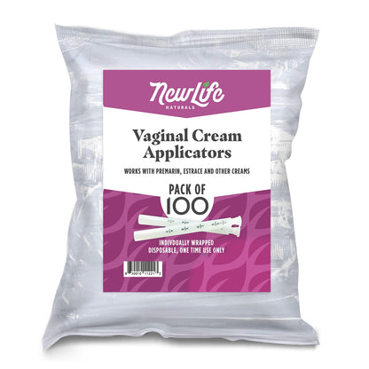 Disposable Plastic Vaginal Applicator Pack: Hygienic Threaded Injector to Fit Preseed Lubricant, Estrace, Personal Lube and OTC Gel or Cream Products - With Dosage Markings - 100 Pack
