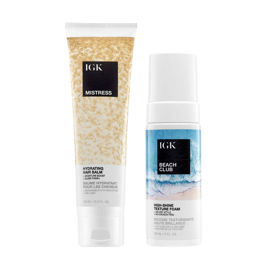 IGK Mistress Hydrating Hair Balm + Beach Club Volumizing Foam – Smooth, Hydrate & Add Beachy Volume
