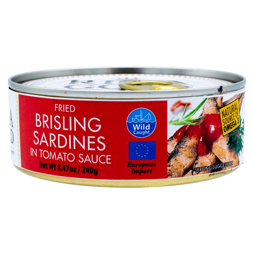 Riga Gold Fried Brisling Sardines In Tomato Sauce, 8.47 Oz (Pack of 24)