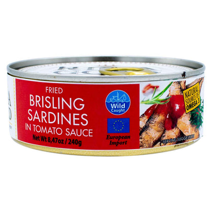 Riga Gold Fried Brisling Sardines In Tomato Sauce, 8.47 Oz (Pack of 24)