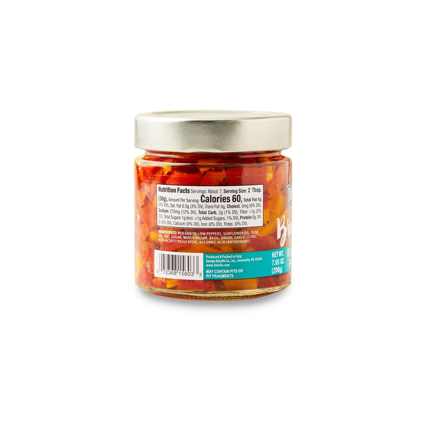 DeLallo Roasted Pepper Bruschetta Topping, 7.05 oz. Jar, (3 Pack), Made in Italy, Ready-to-Use Condiment