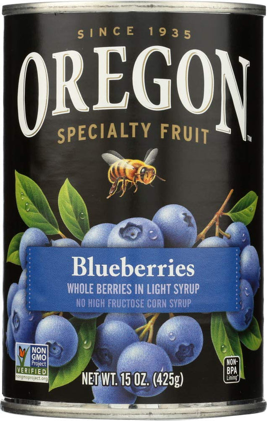 Oregon Fruit Products Blueberries in Light Syrup, 15 oz (6 pack)