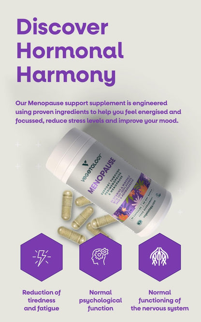 Vegan Menopause Supplements (60 Capsules) — Perimenopause and Menopause Vitamins — Women's Supplements — Perimenopause Supplements for Women — Food Supplement — Menopause Support