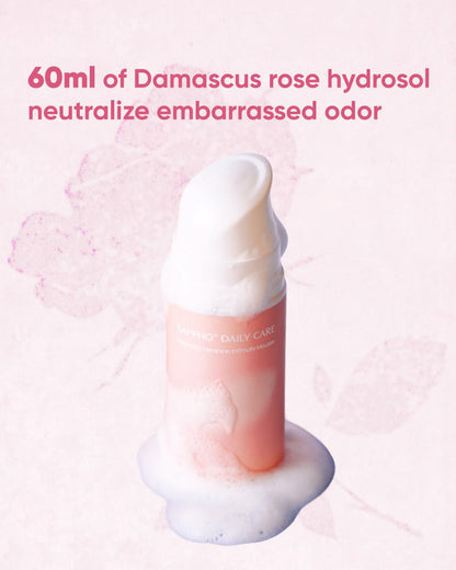 Daily Feminine Foam Wash, 100ml, pH-Balanced Intimate Cleanser with Yeast Flower Extract,60ml Damascus Rose Water– Anti-Itch, Odor Control, Soothing Formula
