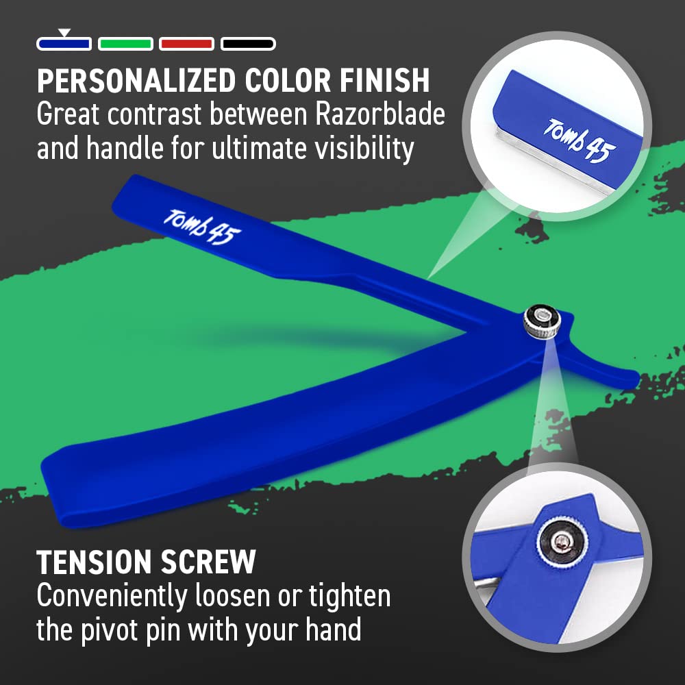 Tomb45 Triple Cartridge Razor Holder | Disposable Razor Safety Handle For Barbers | 100% Metal Grip & 3 Adjustable Blade Exposure Options For Shaving | Men's Straight Edge Razors Manual Shaver