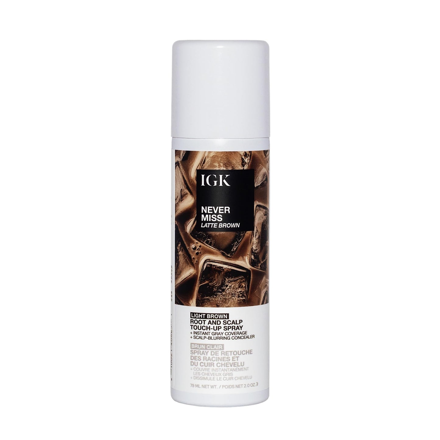 IGK NEVER MISS Root & Scalp Touch-Up Spray – Light Brown | Temporary Gray Root Concealer for Thinning Hair | Waterproof, Sweat-Resistant, No Flaking | With Biotin, Rosemary & Squalane | 2oz