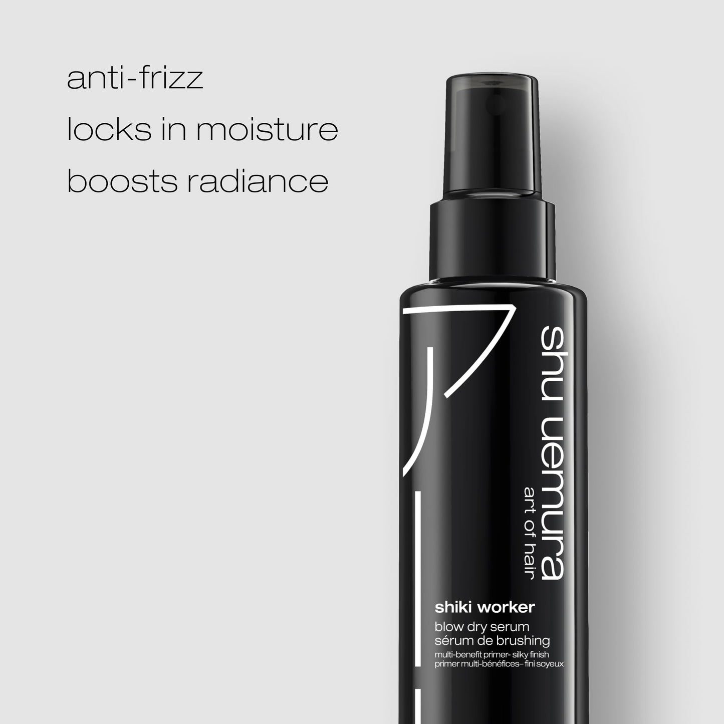 shu uemura art of hair Shiki Worker Multi-Benefit Hair Primer - Shine & Straightening Primer, Reduces Frizz and Smooths Texture, For Air-Drying and Blowouts, 5 Fl Oz
