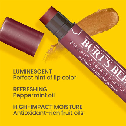 Burt's Bees Lip Balm Spring Gifts, 3 Nourishing Lip Care Shimmers for All Day Glow, Kissable Color Spring Gift Set -Peony, Fig & Rhubarb (Packaging May Vary)