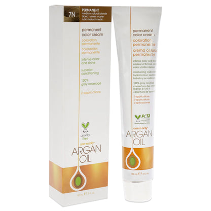 One N' Only Permanent Hair Color - Permanent Hair Dye Made with Argan Oil - Delivers Rich, Accurate Tones with Gray Coverage - Improves Moisture & Elasticity - 7N Medium Natural Blonde (3 oz)