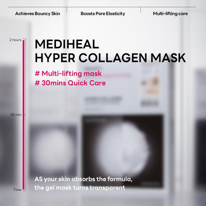 Mediheal Hyper Collagen - Collagen Real Deep Mask, Overnight Firming & Hydrating Gel Mask, Pore Appearance Refining, Plumping & Elasticity Care, Korean Skincare (4ea)