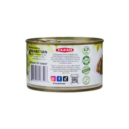 TAZAH Stuffed Vine Leaves with Jalapeno (Spicy Dolmas), Vegetarian Rice & Herb Stuffed Grape Leaves, Ready to Eat, Easy-Open Can, 14.1 oz (400 g)