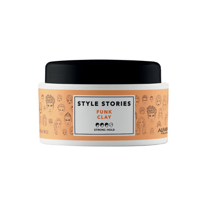 ALFAPARF MILANO Style Stories Funk Hair Clay - Strong Hold Pomade & Defining Paste - Molding Clay with Firm, Matte Finish - Ideal for All Hair Types (4.16 oz)