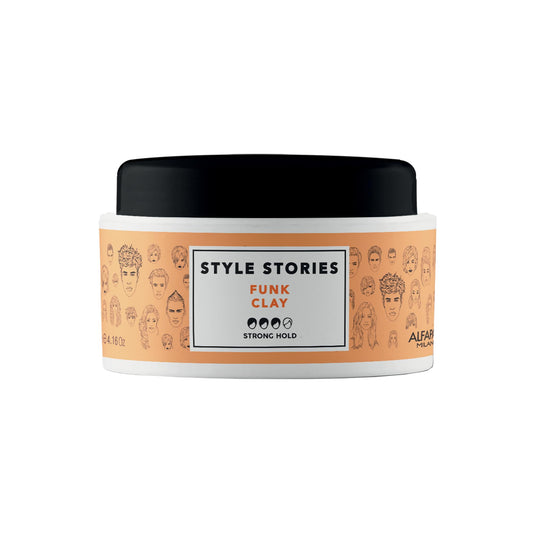 ALFAPARF MILANO Style Stories Funk Hair Clay - Strong Hold Pomade & Defining Paste - Molding Clay with Firm, Matte Finish - Ideal for All Hair Types (4.16 oz)