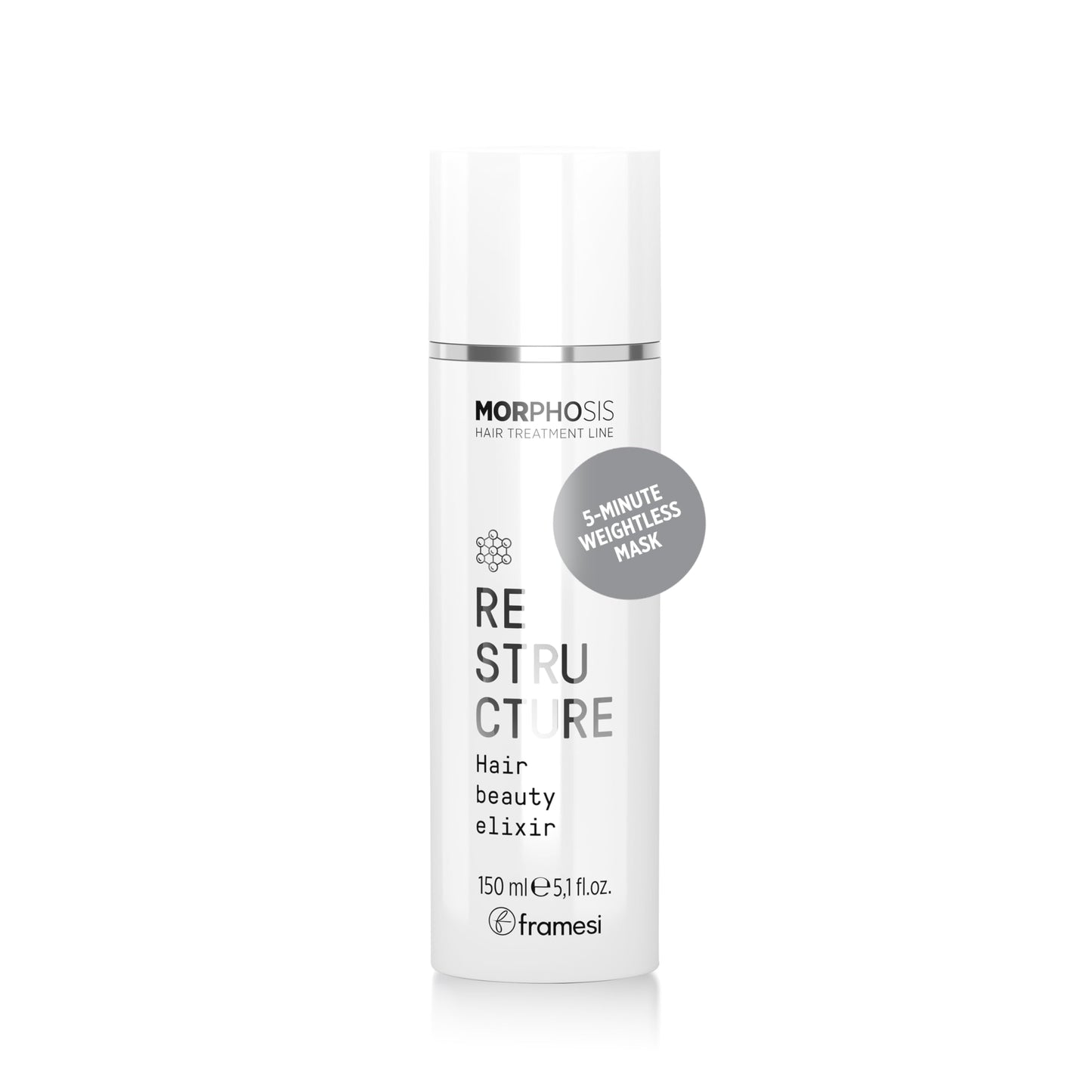 FRAMESI Morphosis Restructure Hair Beauty Elixir 5.1 fl oz, 5-Minute Weightless Mask, Repairing Conditioner, Natural Ingredients, Color Safe
