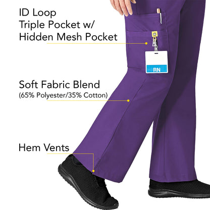 WonderWink womens Flare Leg Cargo Pant, Eggplant, 5X-Large