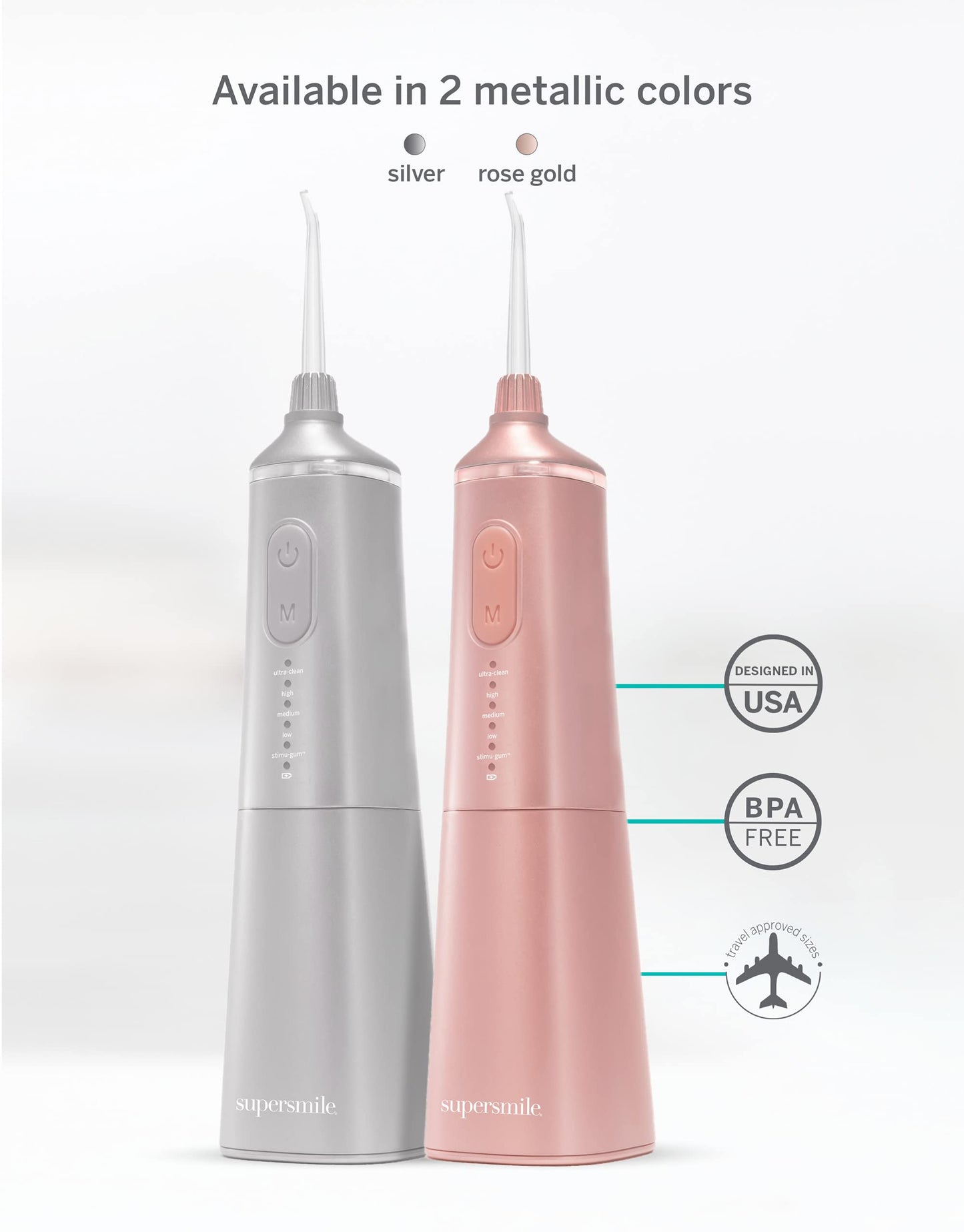 Supersmile Professional Zina Water Flosser, Rechargeable Cordless Teeth and Gum Flosser